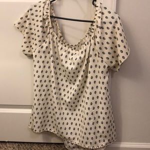 Black and Cream off the shoulder shirt